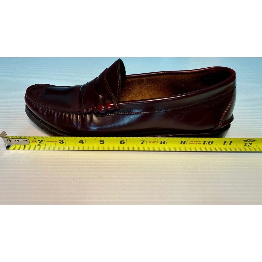Aristocraft Mens Burgundy Leather Penny Loafers Made USA Slip On Moc Toe Vintage